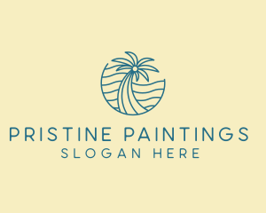 Tropical Palm Tree Monoline logo design