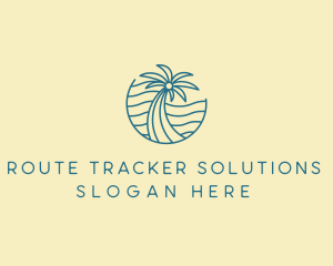 Tropical Palm Tree Monoline logo design