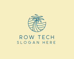 Tropical Palm Tree Monoline logo design