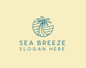 Tropical Palm Tree Monoline logo design