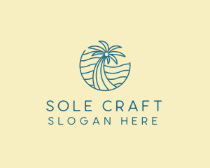 Tropical Palm Tree Monoline logo design