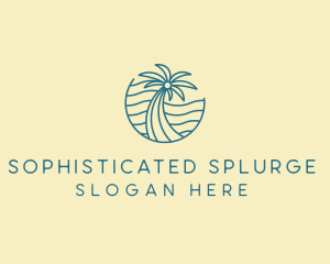 Tropical Palm Tree Monoline logo design