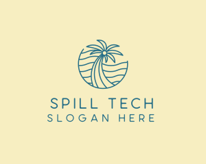 Tropical Palm Tree Monoline logo design