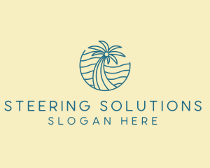 Tropical Palm Tree Monoline logo design