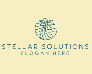 Tropical Palm Tree Monoline logo design