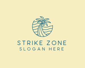 Tropical Palm Tree Monoline logo design