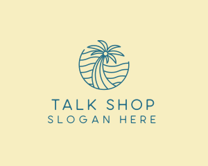 Tropical Palm Tree Monoline logo design