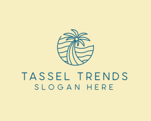 Tropical Palm Tree Monoline logo design