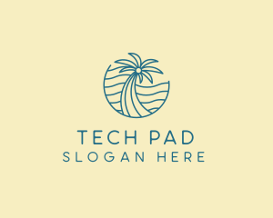 Tropical Palm Tree Monoline logo design