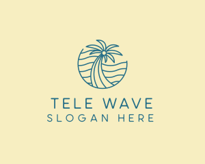 Tropical Palm Tree Monoline logo design