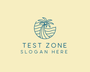 Tropical Palm Tree Monoline logo design