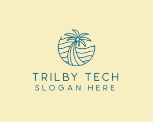 Tropical Palm Tree Monoline logo design