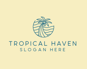 Tropical Palm Tree Monoline logo design