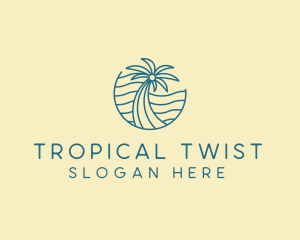 Tropical Palm Tree Monoline logo design