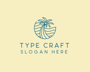 Tropical Palm Tree Monoline logo design