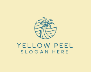 Tropical Palm Tree Monoline logo design