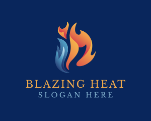 Heating Cooling Flame logo design