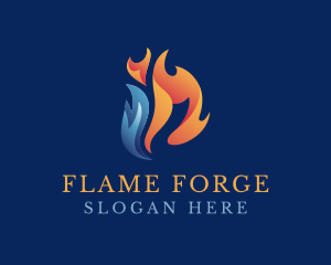 Heating Cooling Flame logo design