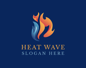 Heating Cooling Flame logo design