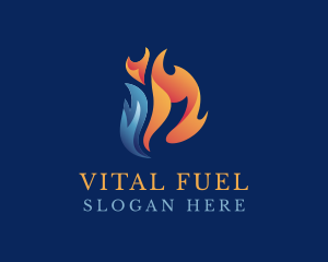 Heating Cooling Flame logo design