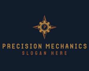 Mechanical Cogwheel Compass logo design