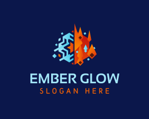 Geometric Snowflake Ember logo