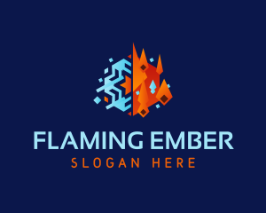 Geometric Snowflake Ember logo design