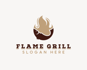 Fish Seafood Flame Grilling logo design