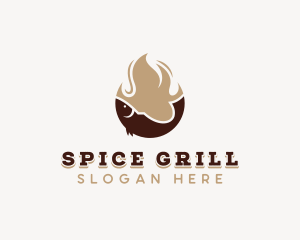 Fish Seafood Flame Grilling logo design