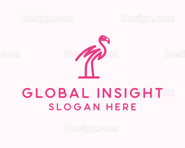 Pink Scribble Flamingo Logo