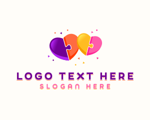 Puzzle - Heart Puzzle Community logo design