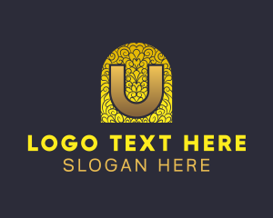 Ornate Floral Letter U logo