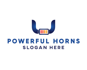 Blue Bull Horns Battery logo design