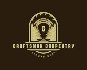 Pine Tree Carpentry Woodworking logo design