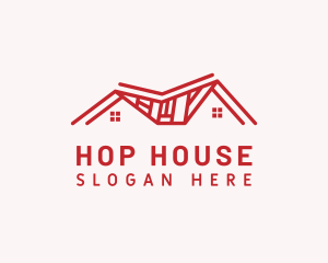 Red Town House Roof logo design