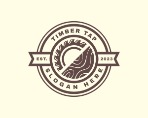 Wood Saw Blade Logging logo design