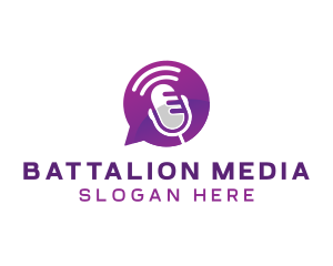 Podcast Media Microphone logo design