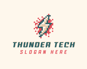 Thunder Lightning Pixel logo design