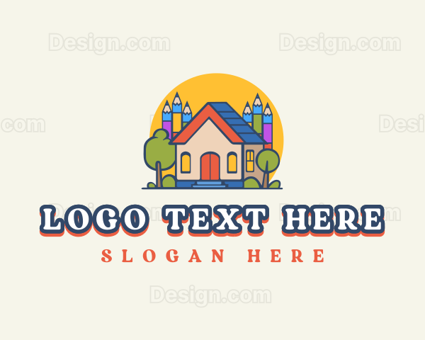 Kindergarten School Pencil Logo