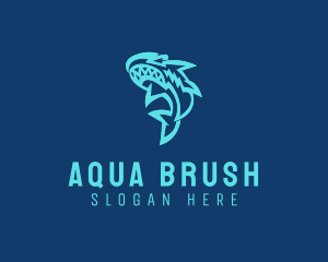 Aquatic Shark Animal logo design