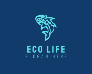 Aquatic Shark Animal logo design