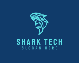 Aquatic Shark Animal logo design