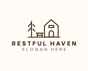 Minimalist Wooden Cabin logo design