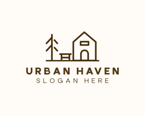 Minimalist Wooden Cabin logo design