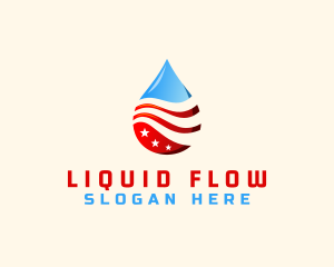 American Flag Water Droplet logo design