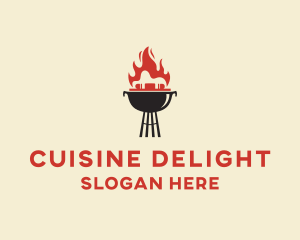 Flame Grill Barbecue logo design