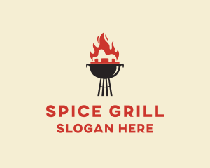 Flame Grill Barbecue logo design