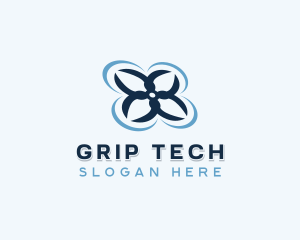 Quadcopter Drone Tech logo design