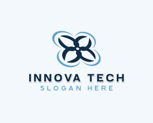 Quadcopter Drone Tech logo design