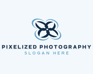 Quadcopter Drone Tech logo design